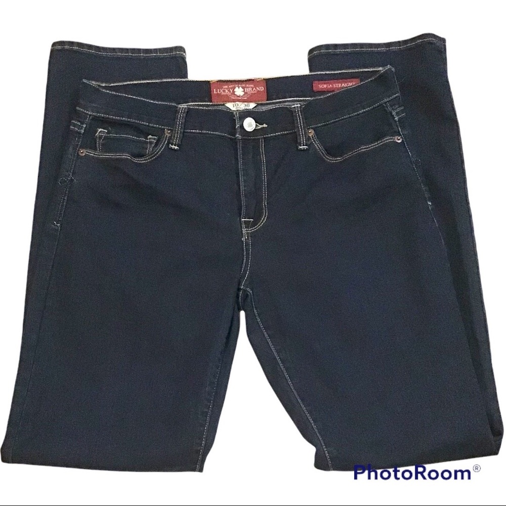 Lucky Brand Sofia Straight Mid-rise Dark Jeans